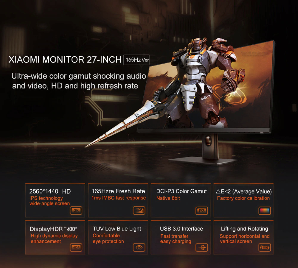 âˆš Xiaomi Gaming Monitor 1440p 165hz Hdr Amd Free-sync 27